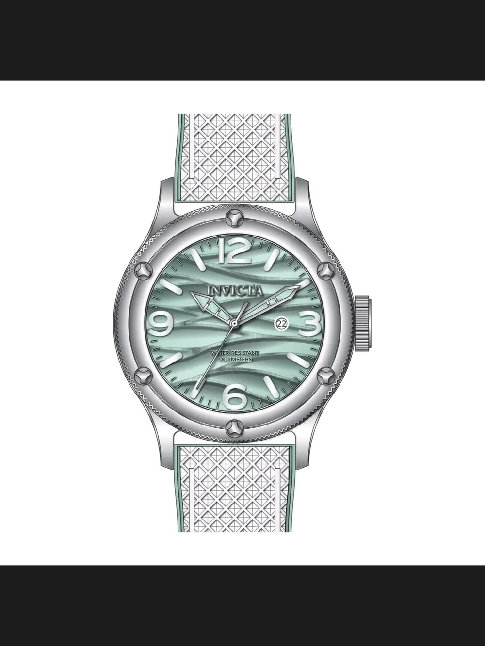 Invicta Silver Watch with Mint Green Dial 48mm